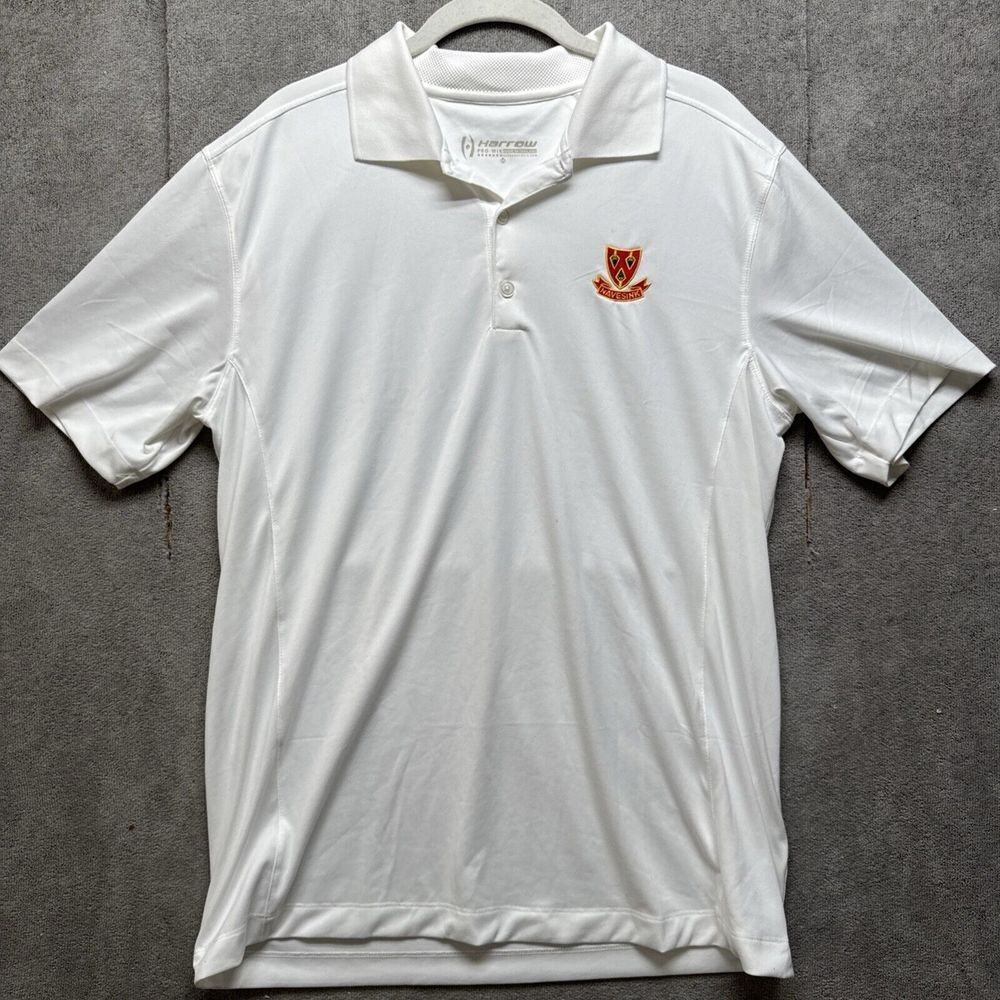 Harrow‎ Pro Wik Navesink Polo Mens Medium White Embroidered Performance